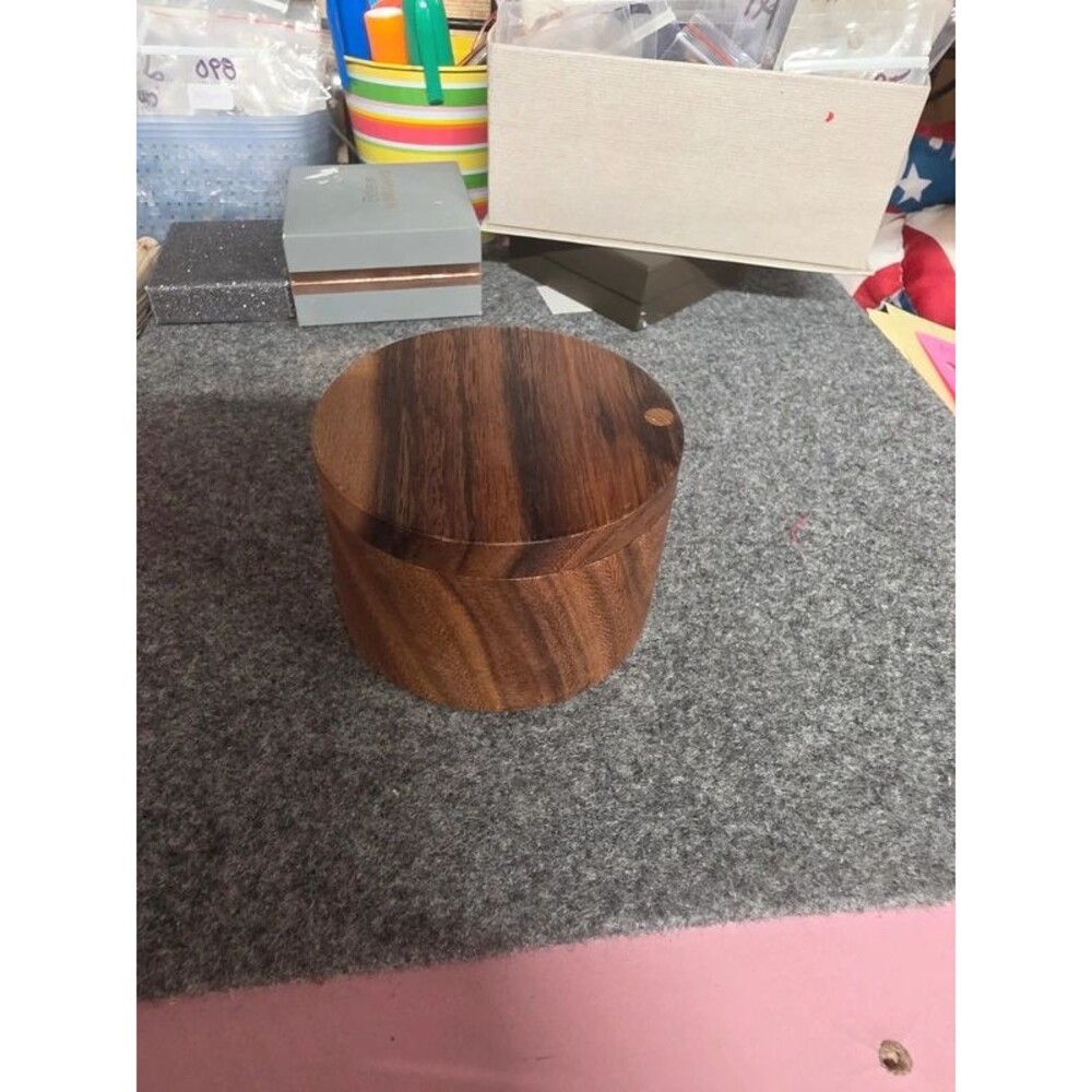 Artisan wood salt celler trinket box